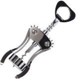 Tirbuson cu brate din otel inoxidabil, desfacator vin si capace, ergonomic, 17.3 cm, argintiu