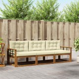 vidaXL Set de canapele de exterior cu pernă 3 pcs Natural și Crem 3367133