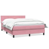 Cumpara ieftin Pat box spring cu saltea, roz, 140x220 cm, catifea