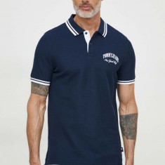 Tommy Jeans polo de bumbac culoarea bleumarin, cu imprimeu DM0DM18922