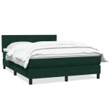 Cumpara ieftin Pat box spring cu saltea, verde inchis, 160x220 cm, catifea