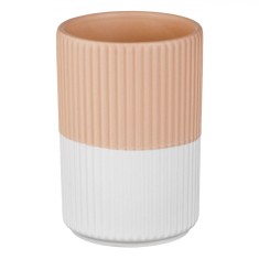 Suport Pixuri Ceramic, Model Dungi Reliefate, Culoare Alb Nude, Diametru 8x12cm