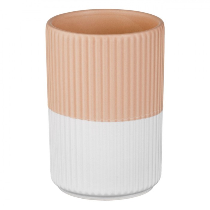 Suport Pixuri Ceramic, Model Dungi Reliefate, Culoare Alb Nude, Diametru 8x12cm