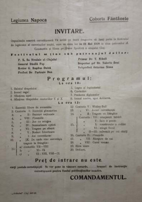 Cercetasia: Inivitatie a Legiunii Napoca, Cohorta Fantanele, din mai 1928 foto