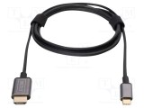 Cablu adaptor HDMI la USB C DIGITUS 1,8m USB 3.1 negru PVC