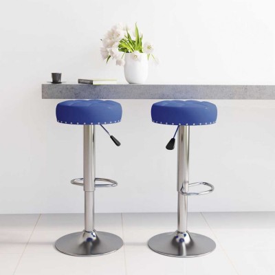 vidaXL Scaune de bar, 2 buc., albastru, material textil foto