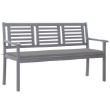 Cumpara ieftin Bancă grădină cu 3 locuri cu pernă, 150 cm, gri, lemn eucalipt