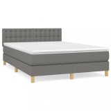 Cumpara ieftin Pat box spring cu saltea, gri inchis, 140x200 cm, textil