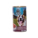 Hrana umeda caini, King Dog, conserva 1.24 kg, toate taliile, adult, carne de vita