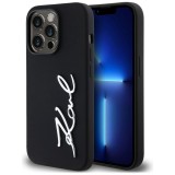 Husa Karl Lagerfeld iPhone 14 Pro Silicone, Karl Script, negru, KLHCP14LSCMSMVK