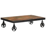 vidaXL Măsuță de cafea cu roți, 100x60x26 cm, lemn masiv reciclat 338016