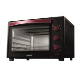 Cuptor electric Samus, 2000 W, capacitate 45 l, gratar inox, tava inclusa, Negru/Grena