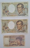 Lot 3 &times; 200 Francs Montesquieu &ndash; 1983/1986 &ndash; P.014/404198, B.019/564662, J.038/795822