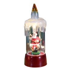 Decoratiune de craciun tip lumanare, flippy, lumanare de cristal fara fulgi de zapada, model mos craciun, iluminare led, 13 x 5 x 5 cm, baza rosie, tr