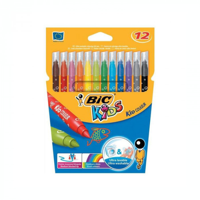 Carioca 12 culori Bic Ultralavabile Kid Couleur 2727