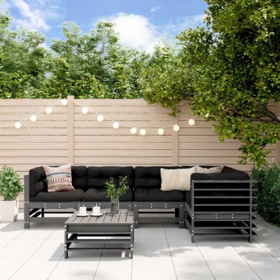 Gossi set mobilier relaxare gradina&amp;amp;perne 6 piese gri lemn masiv pin foto