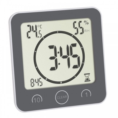 Ceas digital cu timer Tfa, 106 x 41 x 109 mm, plastic, termohigrometru integrat foto