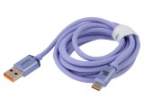 Cablu USB 2.0 A la C 2m violet textil 100W