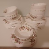 8 miniboluri vechi, cu farfurioare, romanesti, portelan fin, Cero, stare excelenta