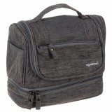 Geanta pentru cosmetice/accesorii baie, Soulima, impermeabila, cu agatatoare, gri, 24.5x13.5x21 cm, Isotrade