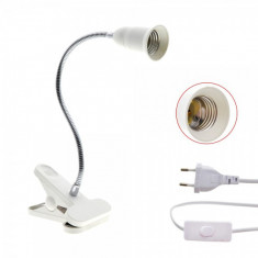 Lampa cu Brat Flexibil 35cm E27 Alim.220V 160cm Clips, On/Off Alba MNR6486 foto
