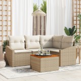 vidaXL Set de Sofa pentru Grădină 5 pcs Bej, alb 55 x 55 x 37 cm