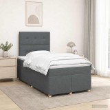Cumpara ieftin Pat boxspring cu saltea Gri inchis 120 x 190 cm Tesatura