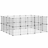 Cumpara ieftin Cusca animale de companie cu usa 36 panouri negru 175x140x70 cm otel