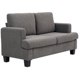 HOMCOM Canapea 2 locuri 120 cm cu perne de spătar detașabile, țesătură chenille pentru living, dormitor, birou, gri &icirc;nchis | Aosom Romania