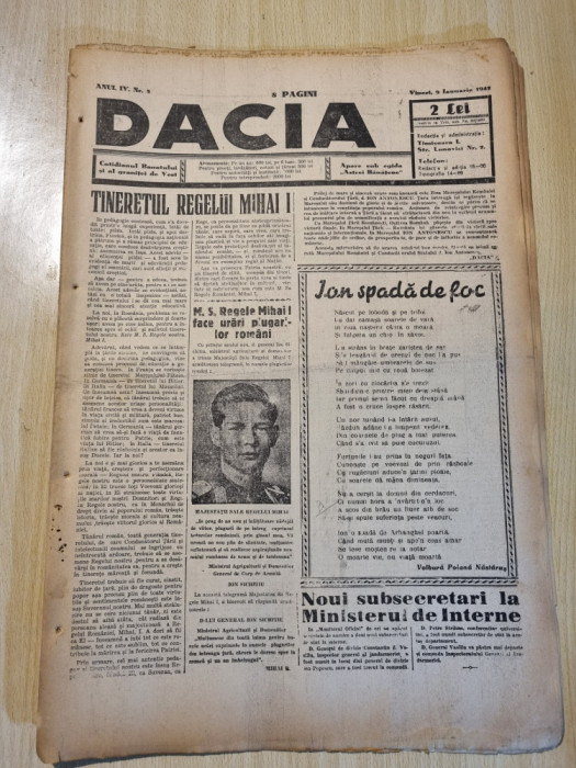 Dacia 9 ianuarie 1942-regele mihai urari pt plugarii romani,stiri de pe front