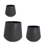 Cumpara ieftin Set 3 ghivece flori metal negru Kenar &Oslash;27x35,5h; &oslash;37x48,5h; &oslash;48x61h