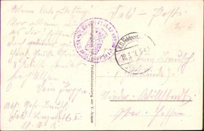 HST CP55 Carte poștală germană 1916 ștampilă Feldpost și de Corp de Armată foto