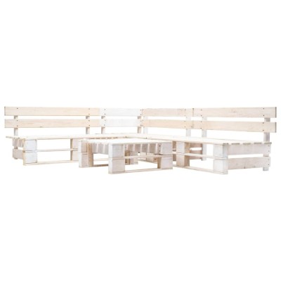 vidaXL Set mobilier de grădină din paleți, 4 piese, alb, lemn 277387 foto