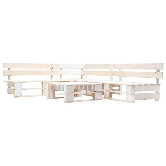 vidaXL Set mobilier de grădină din paleți, 4 piese, alb, lemn 277387