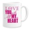 Cana alba personalizata &quot;love you with all my heart&quot;, INOVATIX&reg;. 330ml
