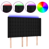 Cumpara ieftin Tablie de pat cu LED, negru, 147x16x118/128 cm, textil