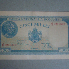Bancnota 5000 lei 21 August 1945 Filigran Vertical - Starea care se vede