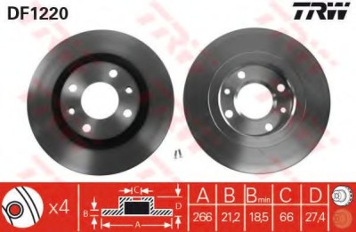 Disc frana PEUGEOT 206 Hatchback (2A/C) (1998 - 2016) TRW DF1220 foto