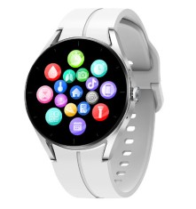 Smartwatch iSEN KS05 Silver cu Bratara Alba, 1.32&quot; IPS HD, ECG, Ritm cardiac, Presiune sanguina, Glicemie, Oxigen, Apel Bluethoot, 185mAh