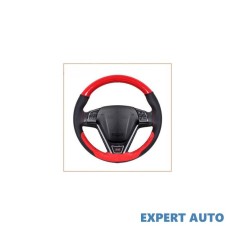 Husa volan cu ac si ata din piele cu gaurele marime m, culoare rosu+carbon si cusatura rosie premium cod: luxfst02 Alta marca Alt model #7 foto