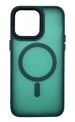 Husa din silicon compatibila MagSafe, Matte Transparent pentru iPhone 15 Pro Max Verde foto