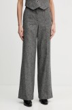 Pedro del Hierro pantaloni din l&acirc;nă culoarea gri, drept, high waist, 7602535