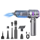 Aspirator auto 4 &icirc;n 1 portabil, 16000 Pa, baterie 6000 mAh, gri-violet