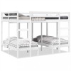 Pat Supraetajat Triplu vidaXL, Alb, 140x200/70x140cm, Lemn Pin, 3 in 1, Economie Spatiu, Scari+Protectie
