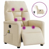 vidaXL Fotoliu electric de masaj rabatabil, crem, textil