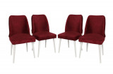 Set scaune 4 piese, Nmobb&nbsp;, Nova 782, Metal, Roșu Claret / Alb, Nmobb&nbsp;