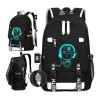Rucsac negru, universal, pentru sport si scoala, grafica fosforescenta, Music USB, JollyMag, PL157