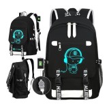 Rucsac negru, universal, pentru sport si scoala, grafica fosforescenta, Music USB, JollyMag, PL157