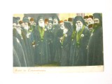 Rara! Carte postala circulata 1904:Patriarhul Ecumenic al Constantinopolului de origine aromana,Ioachim al III-lea impreuna cu Sinodul sau, Turcia, Printata