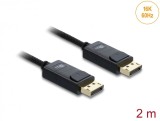 Cablu Coaxial DisplayPort 16K60Hz/8K120Hz/4K240Hz 80Gbps brodat 2m Negru, Delock 81672